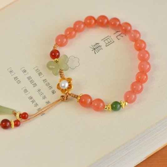 Natural Sunstone Tassel Bracelet