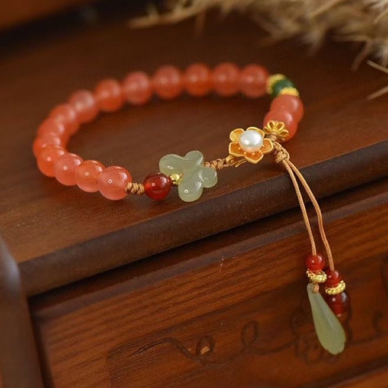Natural Sunstone Tassel Bracelet