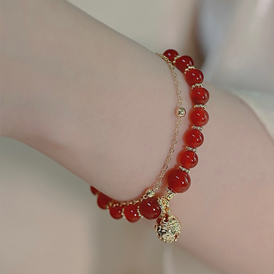 Lucky Bell • Red Agate bracelet