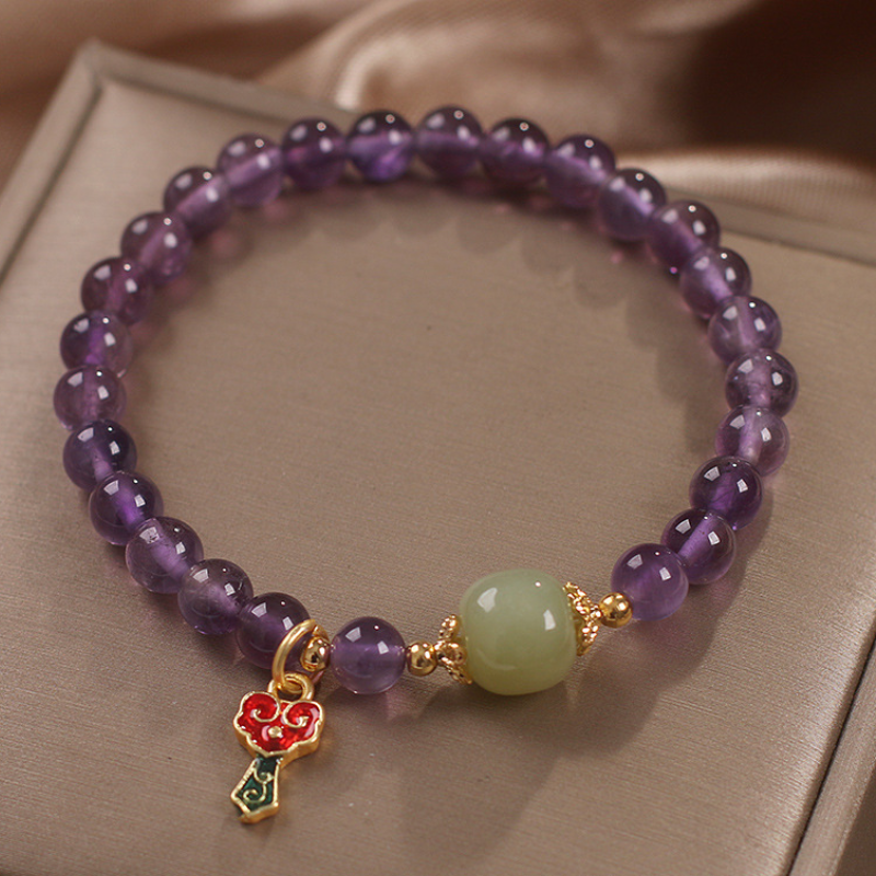 Amethyst • Emerald Jade stone Bracelet