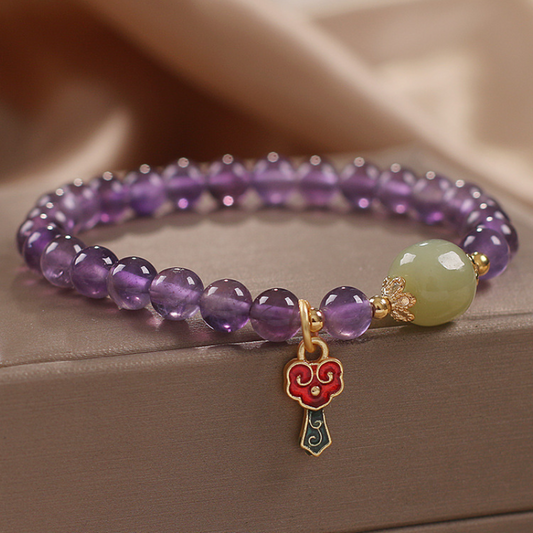 Amethyst • Emerald Jade stone Bracelet