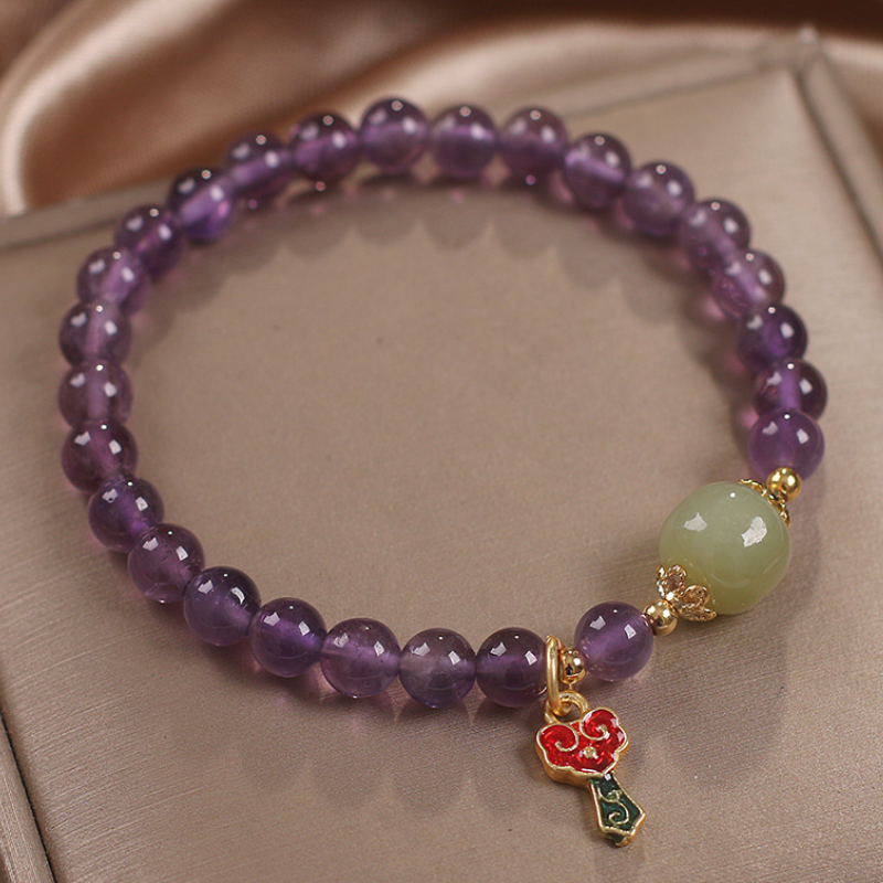 Amethyst • Emerald Jade stone Bracelet