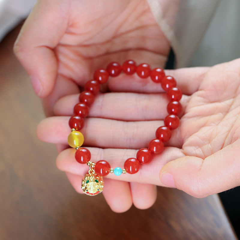 Natural Red Agate Bell Bracelet