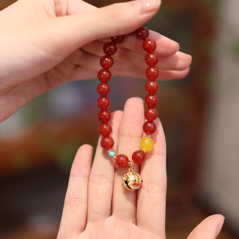 Natural Red Agate Bell Bracelet