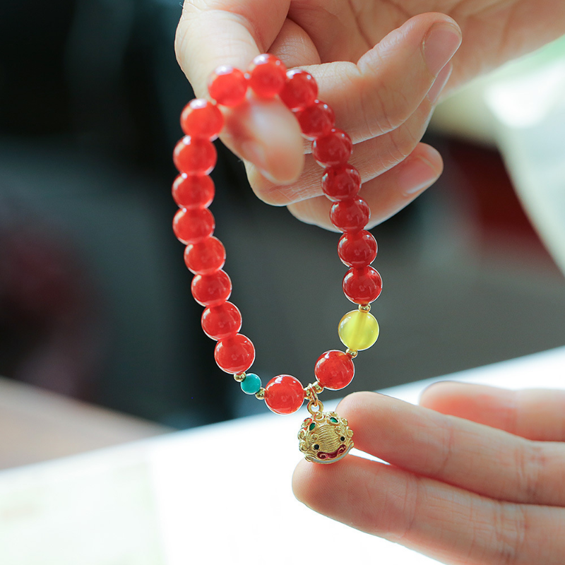 Natural Red Agate Bell Bracelet