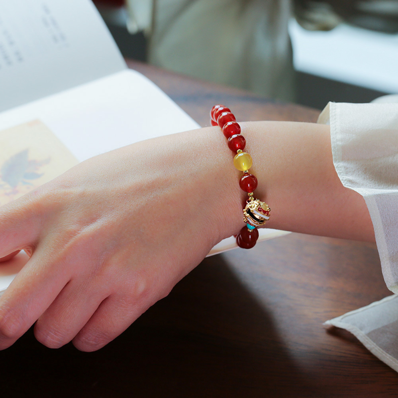Natural Red Agate Bell Bracelet