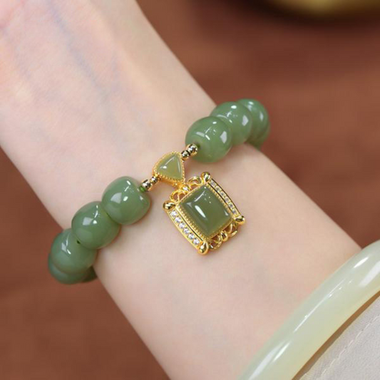 Charm • Confident • Natural Emerald Jade stone bracelet