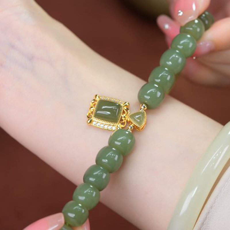 Charm • Confident • Natural Emerald Jade stone bracelet