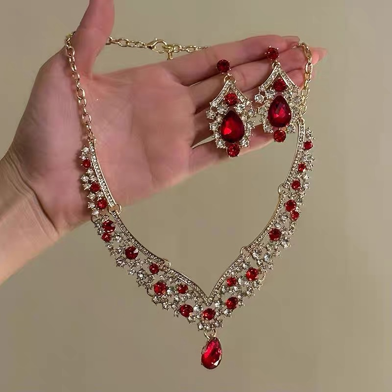 Vintage Natural Crystal Diamond Earring Necklace