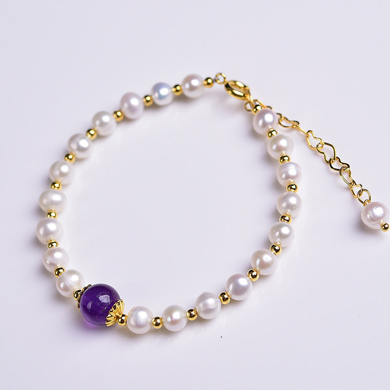 Transfer beads•Amethyst Pearl Bracelet