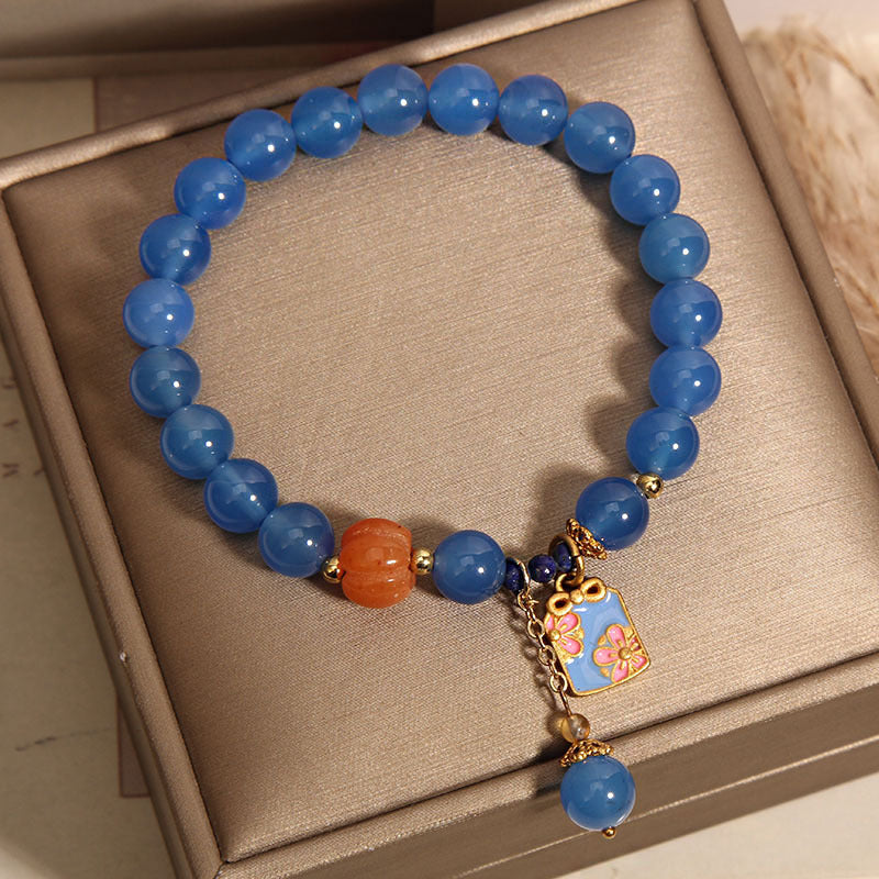 Pulsera de ágata natural calabaza amuleto de la suerte