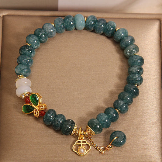 Butterfly Natural Emerald Jade Stone Bracelet