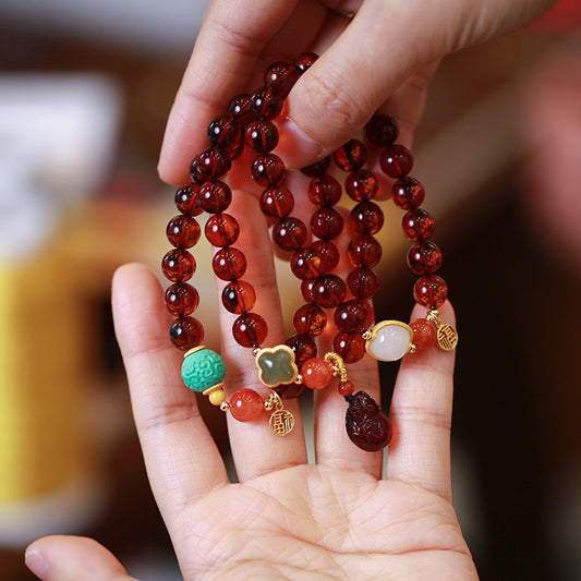 Lucky Bag Natural Beeswax Amber Bracelet