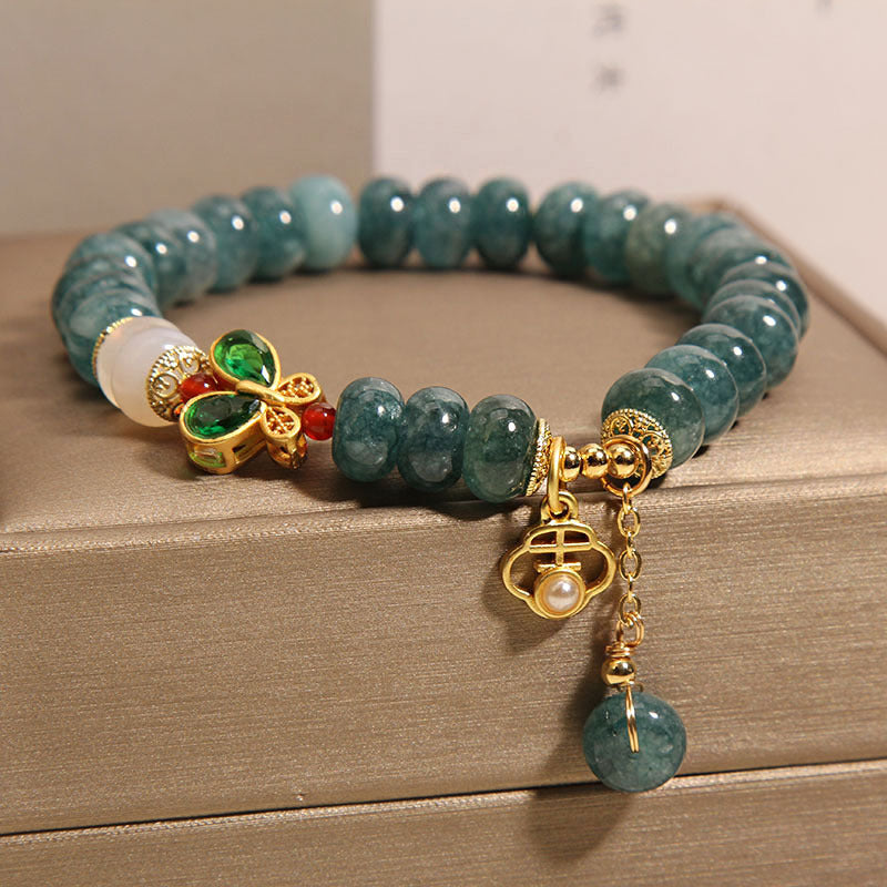 Butterfly Natural Emerald Jade Stone Bracelet