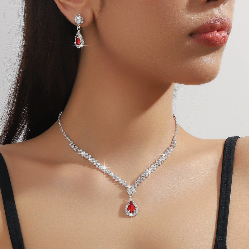 Natural Crystal Zircon Necklace Earrings Bracelet