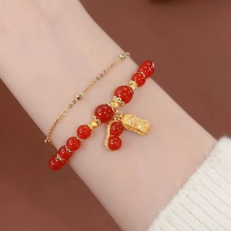 💖Natural jade bracelet with peanut pendant