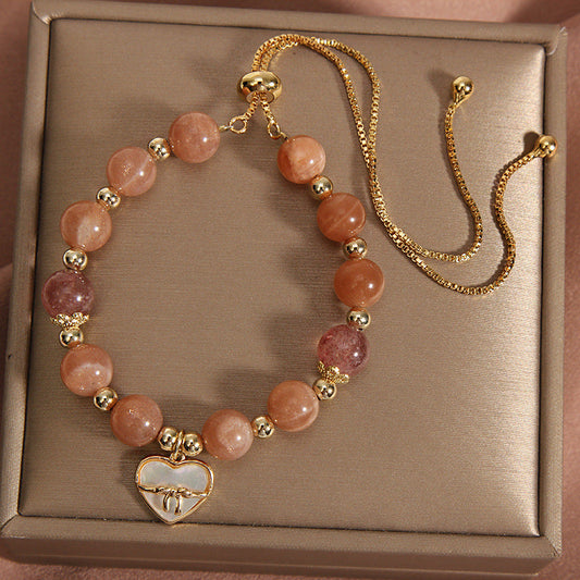 Simple heart-shaped natural crystal bracelet