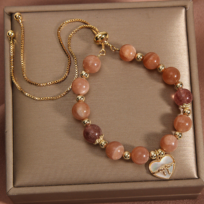 Simple heart-shaped natural crystal bracelet
