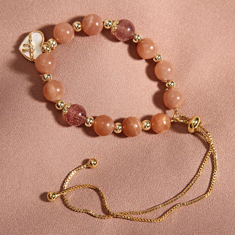 Simple heart-shaped natural crystal bracelet