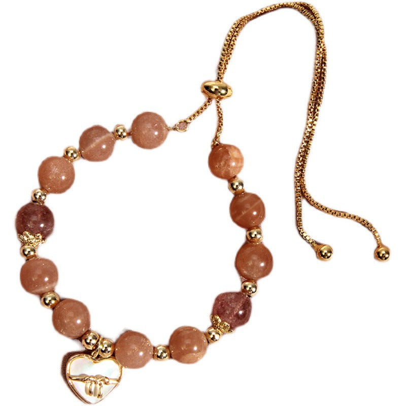 Simple heart-shaped natural crystal bracelet