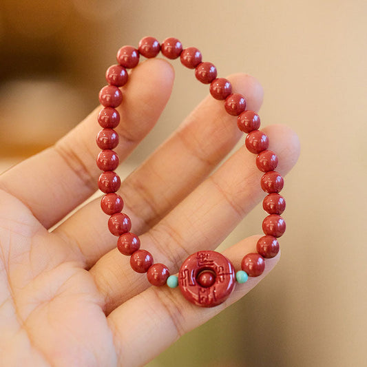 Peaceful buckle¡¤Natural cinnabar bracelet