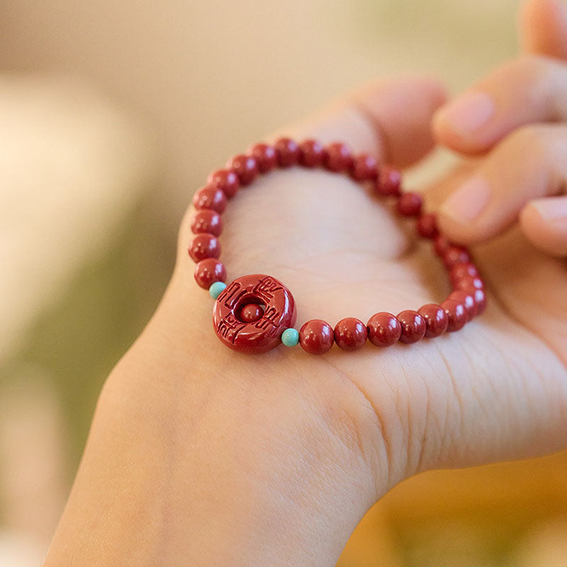 Peaceful buckle¡¤Natural cinnabar bracelet