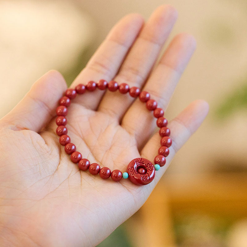 Peaceful buckle¡¤Natural cinnabar bracelet