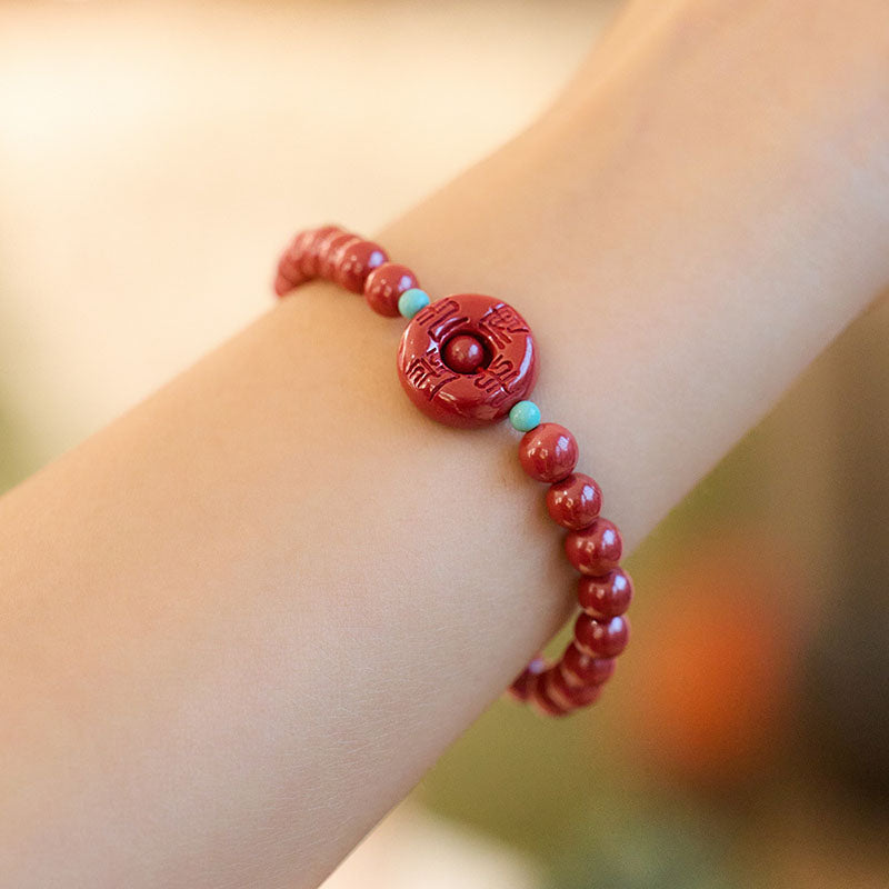 Peaceful buckle¡¤Natural cinnabar bracelet