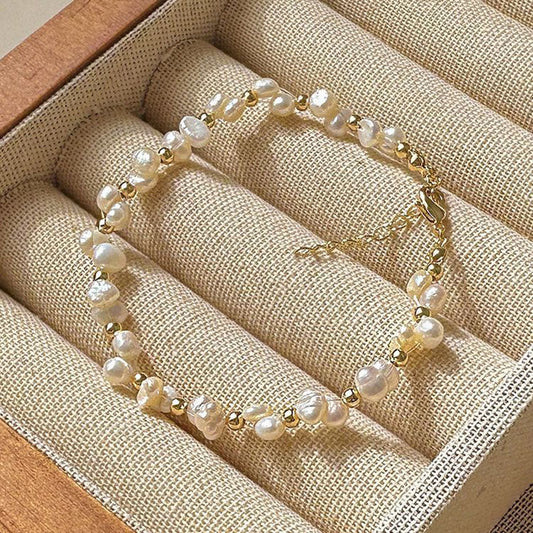 Baroque Braided Natural Freshwater Pearl Bracelet
