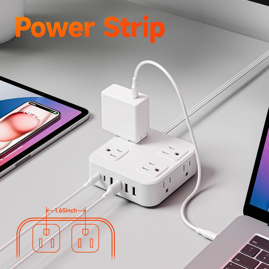 BreezeVell Outlet Extender with 8 Outlets 4 USB Ports (2 USB C), 5Ft