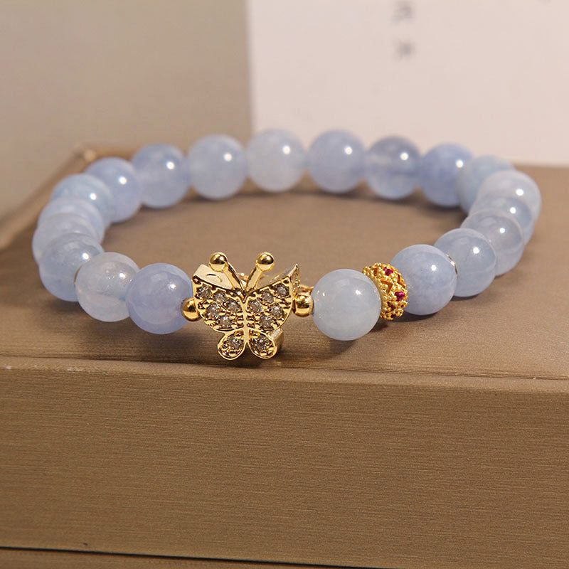 Exquisite diamond butterfly natural crystal bracelet