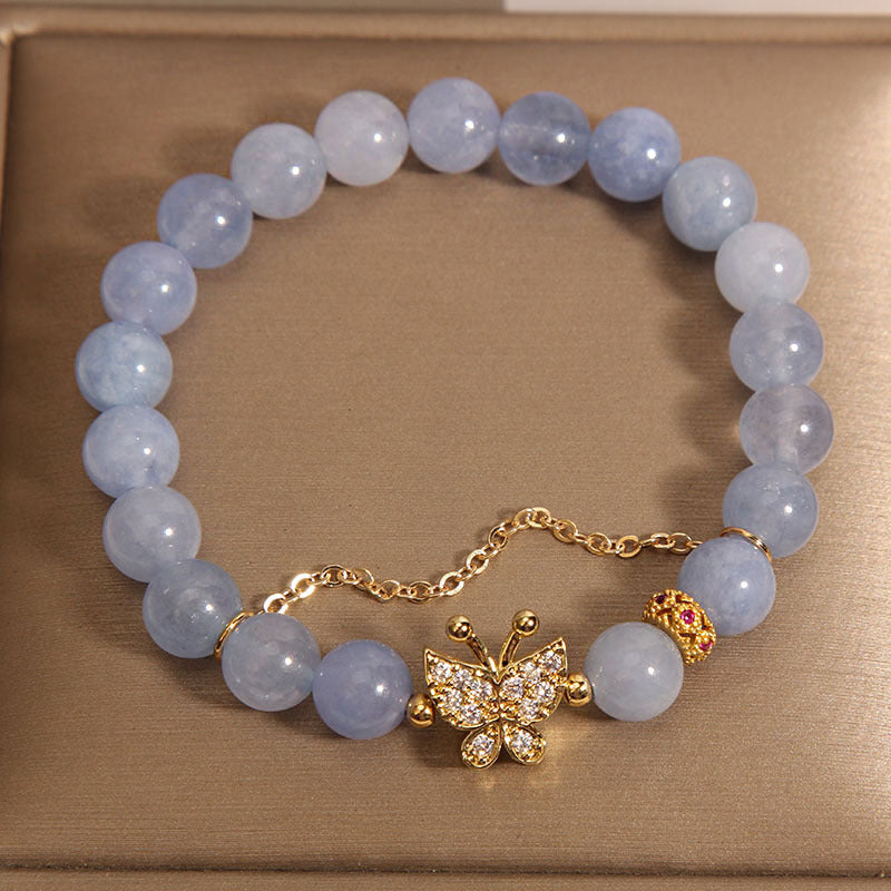 Exquisite diamond butterfly natural crystal bracelet