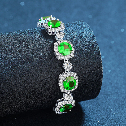 Round inlaid natural diamond bracelet