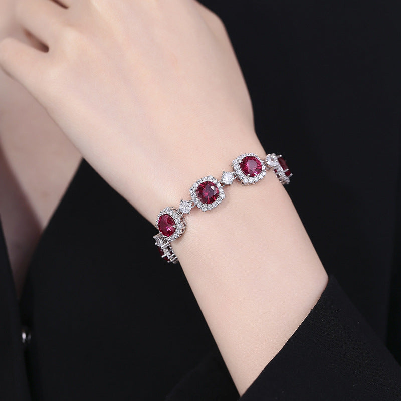 Round inlaid natural diamond bracelet