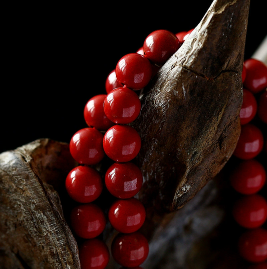 Natural Cinnabar Multi-Circle Bracelet