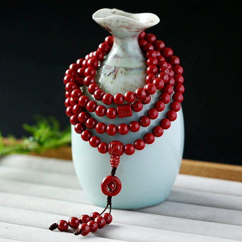 Natural Cinnabar Multi-Circle Bracelet