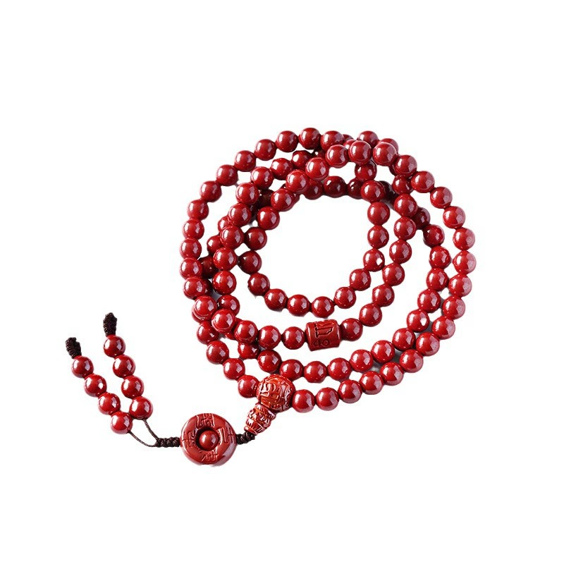 Pulsera multi-círculo de cinabrio natural