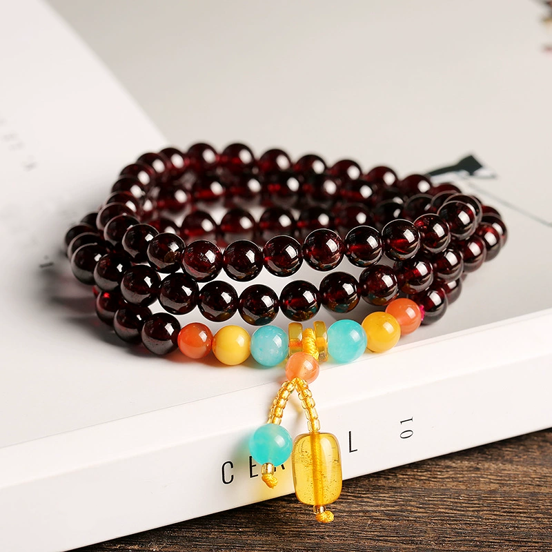 Natural Garnet Beeswax Bracelet