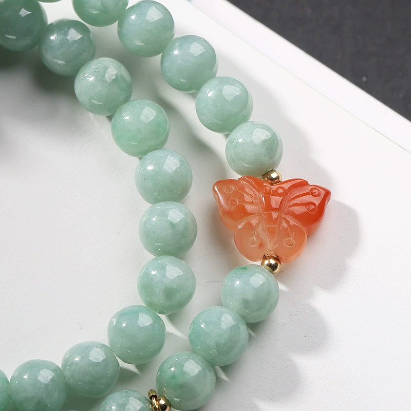 Beeswax Pendant Natural Emerald Jade Stone Bracelet
