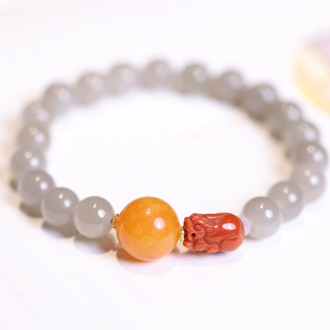 Agate ball Natural Emerald Jade Stone bracelet
