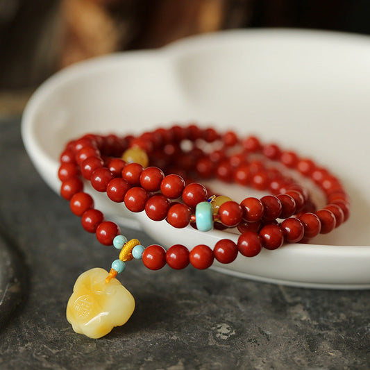 Lucky Beeswax Pendant Natural Agate Bracelet