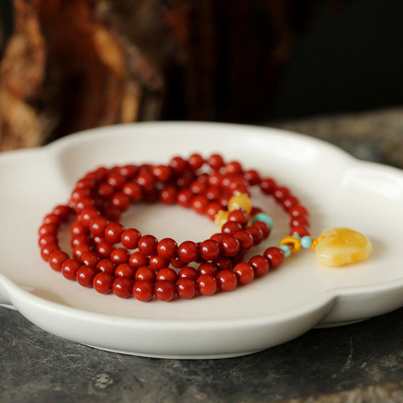 Lucky Beeswax Pendant Natural Agate Bracelet