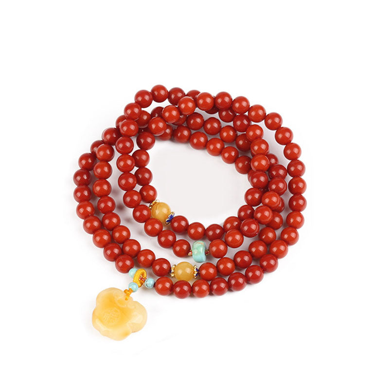 Lucky Beeswax Pendant Natural Agate Bracelet