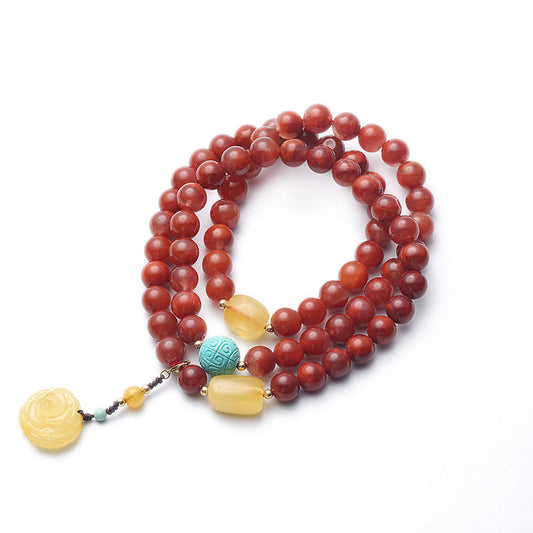 Beeswax Rose Natural Agate Bracelet