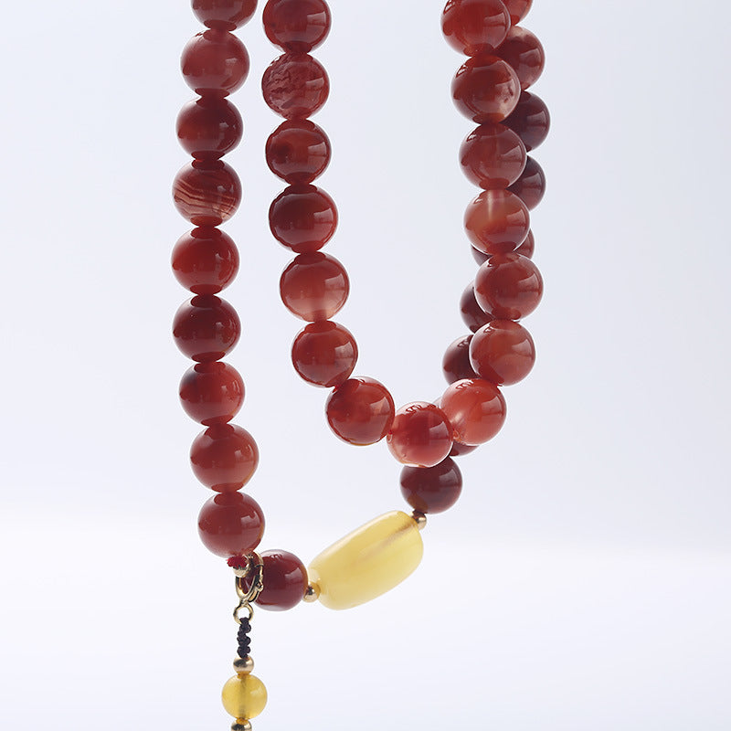 Beeswax Rose Natural Agate Bracelet