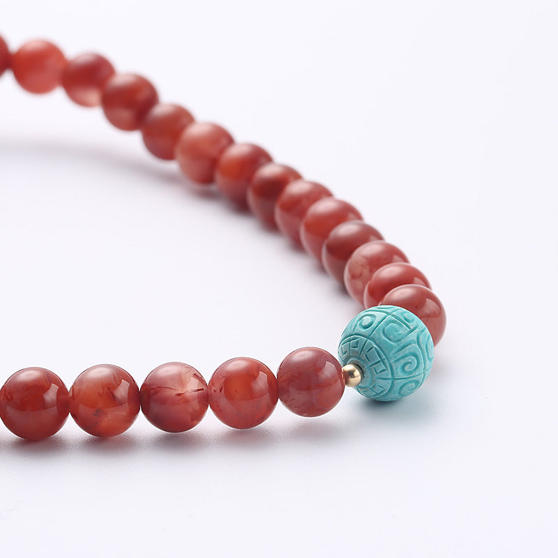 Beeswax Rose Natural Agate Bracelet