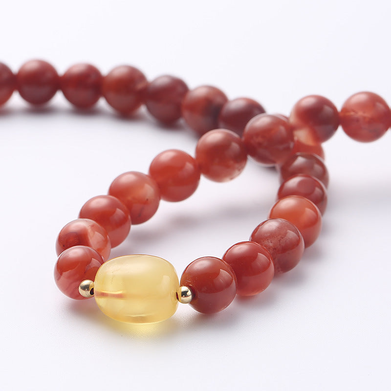 Beeswax Rose Natural Agate Bracelet