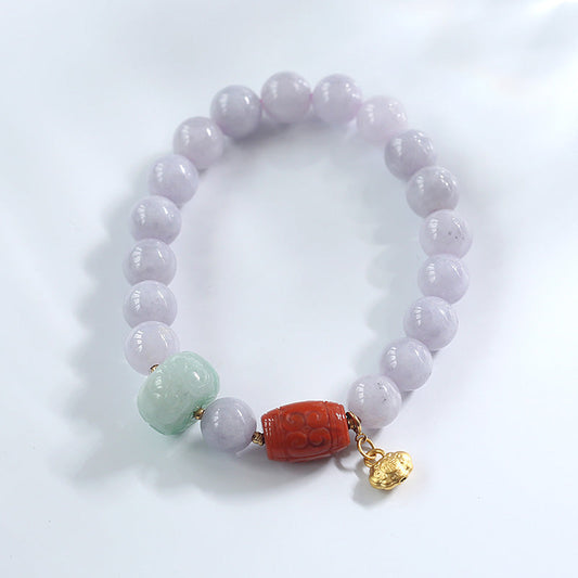 Violet Natural Emerald Jade Stone Bracelet