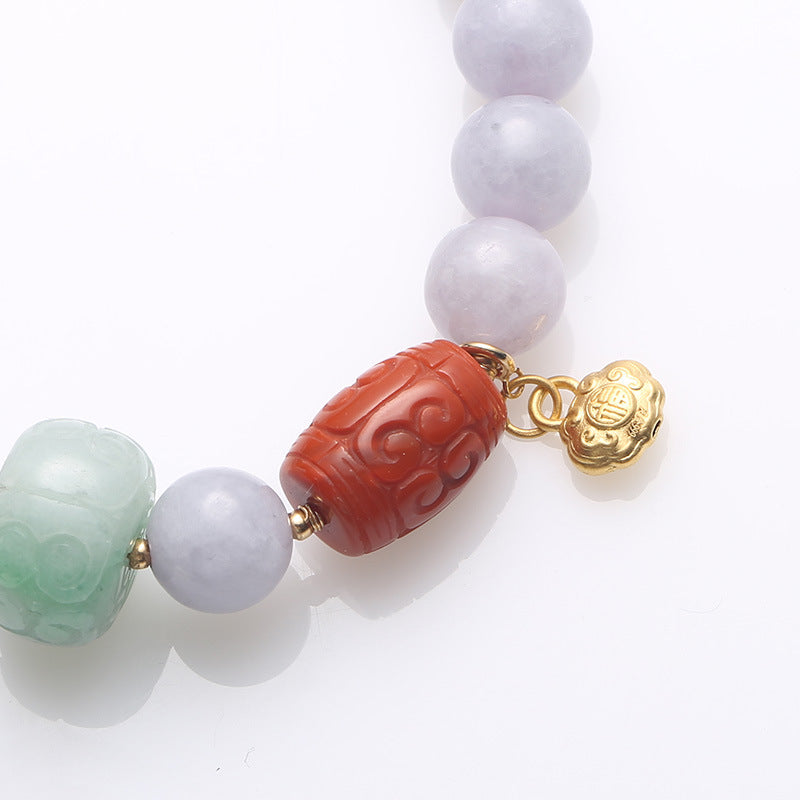 Violet Natural Emerald Jade Stone Bracelet
