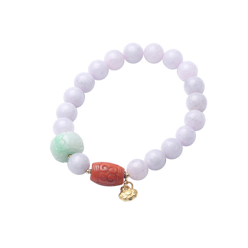 Violet Natural Emerald Jade Stone Bracelet